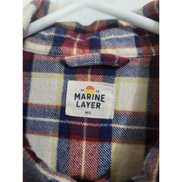 MARINE LAYER Men's M/L Plaid Flannel Button Up Shirt Lumberjack Preppy Warm - Picture 4 of 6